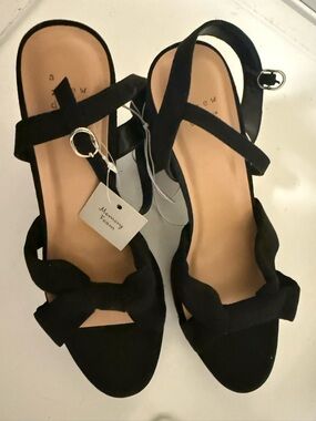 a new day Black Strappy Memory Foam Heeled Sandals